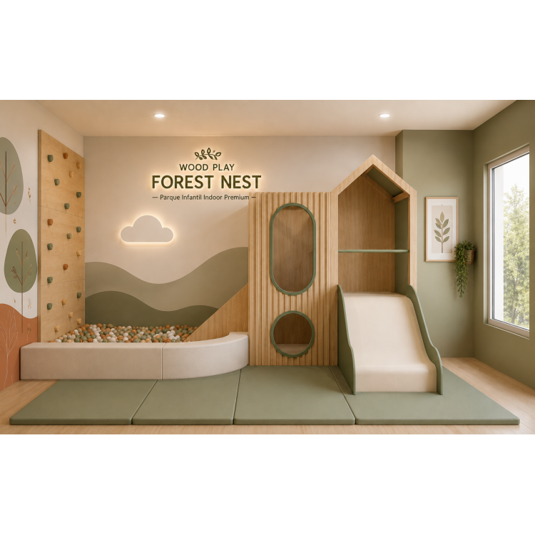 WoodPlay Forest Nest — Parque Infantil Indoor Premium